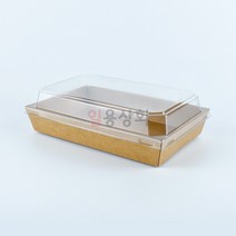 일용상회 종이용기 DRP 20호 직사각 500개 크라프트 샌드위치용기 종이트레이, 용기+뚜껑 세트