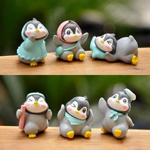 프로사부작 펭귄6개 세트 미니어처 홈가드닝 화분소품 테라리움 선반 장식 화분꾸미기 미니소품, 펭귄6개세트