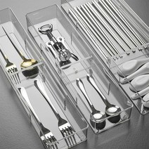 내맘대로 칸조절 투명 수저함 서랍 숟가락 포크 젓가락 정리 분리 정리함, 1개, 03.투명칸조절/와이드_M