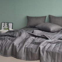 누빔 이불 침구 이부자리 토퍼 세트 슈퍼 싱글 그레이 여름