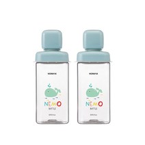 코멕스 트라이탄 네모 휴대용 물병 민트고래 430ml 2개, 단품