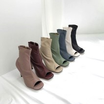 9cm 오픈토 스판 앵클 삭스부츠 힐 7컬러