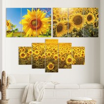 프레임칸칸 행운 해바라기 분할액자 시리즈, 2_해바라기 정원_3단, 중형(가로130cmx세로80cm)
