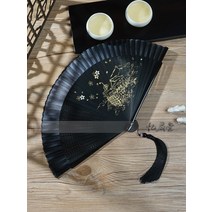 복고 수동식 일본스타일 부채 매화나무 노래 인테리어 레인보우 검은 나무 한복, 갈색 청수사