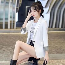 AMlisa 원버튼 여성 정장 자켓 긴팔 캐주얼 정장 스트라이프 소매 우아한 슬림핏 빅사이즈여성복 (M-5XL)