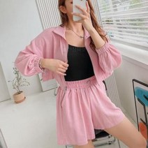 바보사랑 여자 린넨 크롭 포켓 집업자켓 코디 세트.옷자락(무료배송)