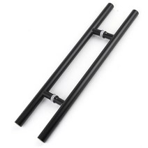 H 스텐 블랙 강화도어 유리문 현관문 손잡이 340 200, 강화도어손잡이 H스텐블랙(P200)