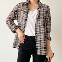 퍼니걸스 9187 루즈핏 데일리 체크 셔츠 여성의류