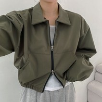 [대박신상!/이중지퍼] 트렌디한 무드 카라 아방 루즈핏 투웨이 지퍼 크롭 바람막이 점퍼]밀리투웨이집업
