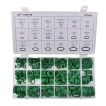 530pcs 자동차 R134A 자동차 O- 링 수리 자동차 에어컨 수리 고무 실란트 상자 세트, 보여진 바와 같이, 하나, 01 Green