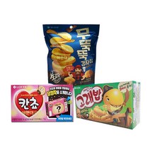 해운대유통 알뜰간식과자세트-칸쵸+고래밥+무뚝뚝감자칩- 3개구성 사무실 학교 간식 어린이과자
