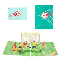 3D 팝업 축구 인사말 카드 키트 축제 종이 생일 결혼식 새해 축복