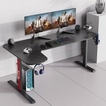 아우스 코너형 컴퓨터책상 ㄱ자형 게이밍책상 L자형 카본책상 LED 게이밍데스크 좌 우 선택가능 1400 1600 1800, 검정색 기본형 160cm(좌측)