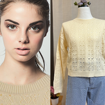 메종시아 다이아 패턴 뜨개 니트 티