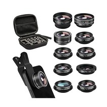휴대폰 카메라 렌즈 Kit 11 in 1 슈퍼 광각+ 매크로+ 어안렌즈 +망원+ CPL+3/6 만화경+Starburst/Radial/소프트/Flow 필터 Compatible for
