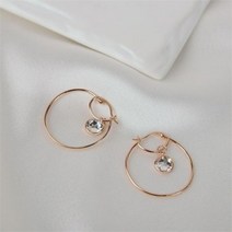 클루 NC14 원형 드롭 큐빅 실버 귀걸이 CLER20309OPW