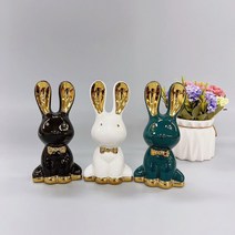 귀여운 토끼 장식품 3종색상 도자기 감성 소품 카페인테리어 거실 가게 매장 꾸미기, 블랙