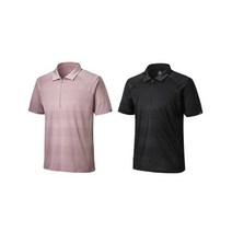 코오롱스포츠 남성 스트라이프 JQD 반팔 카라티 스판 소재 부드러운 집업 티셔츠 블랙 핑크 JWTCM20461 BLK NPI