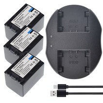 소니호환 FDR-AX700 NP-FV70 CX220 CX260V CX430V CX580V 용 3 HDR-CX210 배터리 및 듀얼 USB 충전기, 한개옵션0
