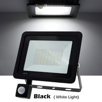 재실 감지기 모션 센서 PIR LED 투광 조명 220V 방수 스포트라이트 30W 50W 100W 벽 램프 반사경 정원 거리용 야외, 01 Black - White Light_01 10w