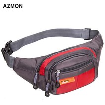 AZMON 멀티 포켓 미니 힙색가방 다용도 방수 크로스백 35cm x 14cm x 15cm 남여공용 2.5L, 레드