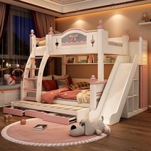 이층 침대 여자아이 공주 미끄럼틀 사다리 2층침대, 12001900이층