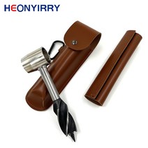 구굴기 땅파는 기계 드릴 오거 비트 야외 생존 펀치 도구 캠핑 bushcraft 수동 구멍 제조기 렌치 나무 코어 목공, 갈색