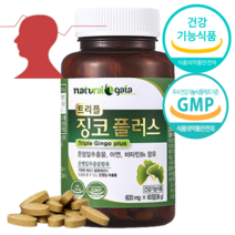 식약처인증 혈행개선 징코 기억력 개선 플러스 두뇌 건강 기능 추천 은행잎추출물 600mg, 1개, 60정