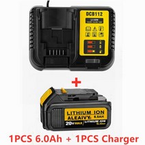 디월트 dewalt tools 18v 6.0ah max xr 배터리 전원 도구 dewalt dcb184 dcb181 dcb182 dcb200 20v 6a 18volt 20 v, 1배터리-1충전기