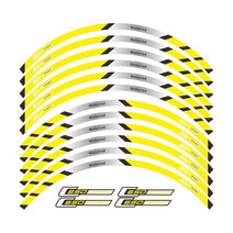 바이크 오토바이 전면 및 후면 바퀴 가장자리 외부 림 스티커 BMW C650 스포츠 용 반사 스트라이프 휠 데칼, 03 A yellow