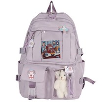 Xianglin여성 방수 귀여운 배낭 배지 나일론 여성 하라주쿠 학교 가방 대학 레이디 카와이 배낭 패션 책 가방 학생