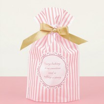 베이직 비닐 리본 선물 포장지 S(14.5cmX23.5cm) M(23cmX34.5cm), 라인핑크