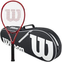 Wilson Federer Pro Staff Precision XL 110 글로스 레드 테니스 라켓 그립 사이즈 11.4cm(4 3/8인치) 블랙 어드밴티지 II 테니스 가방 번들