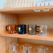 쿠마마 컬러 일러스트 홈카페 내열유리 머그컵 커피잔 4타입, 선택:그레이(햇), 단품