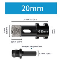 드릴비트 연마기 드릴날 연삭기 그라인더 칼갈이 스레드 건식 진공 브레이징 다이아몬드 드릴링 코어 비트 도자기 타일 대리석 스톤 벽돌 구멍 앵글 그라인더 도구에 대한 톱, 20mm