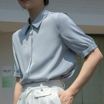 심플 여름셔츠 여성 베이직 반팔셔츠 새틴 반팔 상의