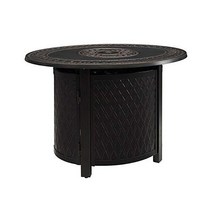 Fire Sense 63698 James 우븐 알루미늄 컨버터블 가스 난로 테이블 37 000 BTU 실외용 다기능 화로 뚜껑 나일론 날씨 덮개 및 투명 방화 유리 - 청동 마감, 타원형 40