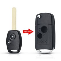 자동차키 차량용스마트키KEYYOU 수정 된 원격 플립 접는 자동차 키 쉘 케이스 혼다 어코드 시민 CRV 파일럿, 01 2 Buttons No Pad
