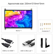 세로모니터 모니터24인치 소형모니터 Wisecoco 라즈베리 파이 터치스크린 모니터 BB 블랙 윈도우용 HDMI 500nit 밝기 디스플레이 7 인치 IPS 1024x600, [01] 7inch, 01 7inch