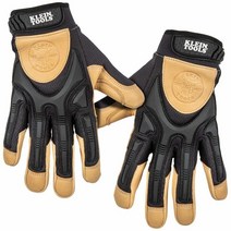 Klein Tools 60189 작업용 장갑 너클 및 손가락 보호 기능이있는 전문가 용 가죽 장갑 엄지 강화 메쉬