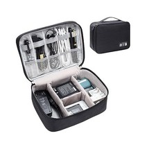 CILLA 정품 전자 정리함 여행 케이스 소형 여행용 코드 정리 케이스 충전기 코드 USB 보조베터리 이어폰용 휴대용 방수 케이블 가방 252819, Black
