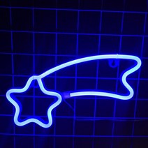 led 큐브 간판 네온 아크릴 미니 간판 사인 야간 조명 입술 램프 벽 빛 소켓 실내, 블루 라이트 스타