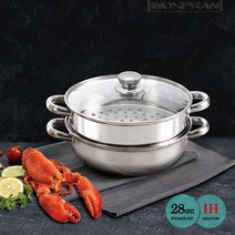 inoxpran 멀티 2단 찜솥 전골냄비 양수냄비 강화유리뚜껑 스팀팟 28cm
