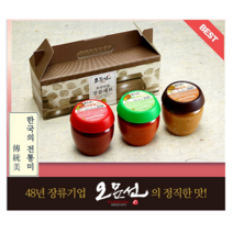 48년 전통 오문선 프리미엄 장류 순창 제조 답례품 집들이 결혼식 돌잔치 개업식 국산매실 고추장 된장 쌈장 3종세트 HACCP