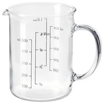 이케아 바르다겐 계량 비커 유리 컵 0.5L 라면물 소분 베이킹 실험 과학실 눈금, 1개