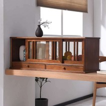 카페장 원목그릇장 엔틱그릇장 미닫이 수납장 옛날, 80 사다리꼴 호두