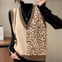 케이에비뉴 브이넥 레오파드 니트 베스트