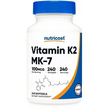 뉴트리코스트 비타민 K2 MK7 100mcg 240정 Nutricost Vitamin, 1개, 240개
