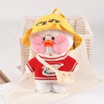 PKTOYS 귀여운오리인형세트 니트 선물 인형크리스마스 여자친구 선물 추천, 러버덕 귀여운 모자 안경 산타클로스 백, 30센티미터 정도 생일 축하해요