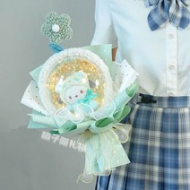 발렌타인데이 꽃다발 선물애니메이션 귀여운 헬로 키티 시나모롤 쿠로미 멜로디 포챠코 만화 봉제 인형 꽃, 04 Pochacco